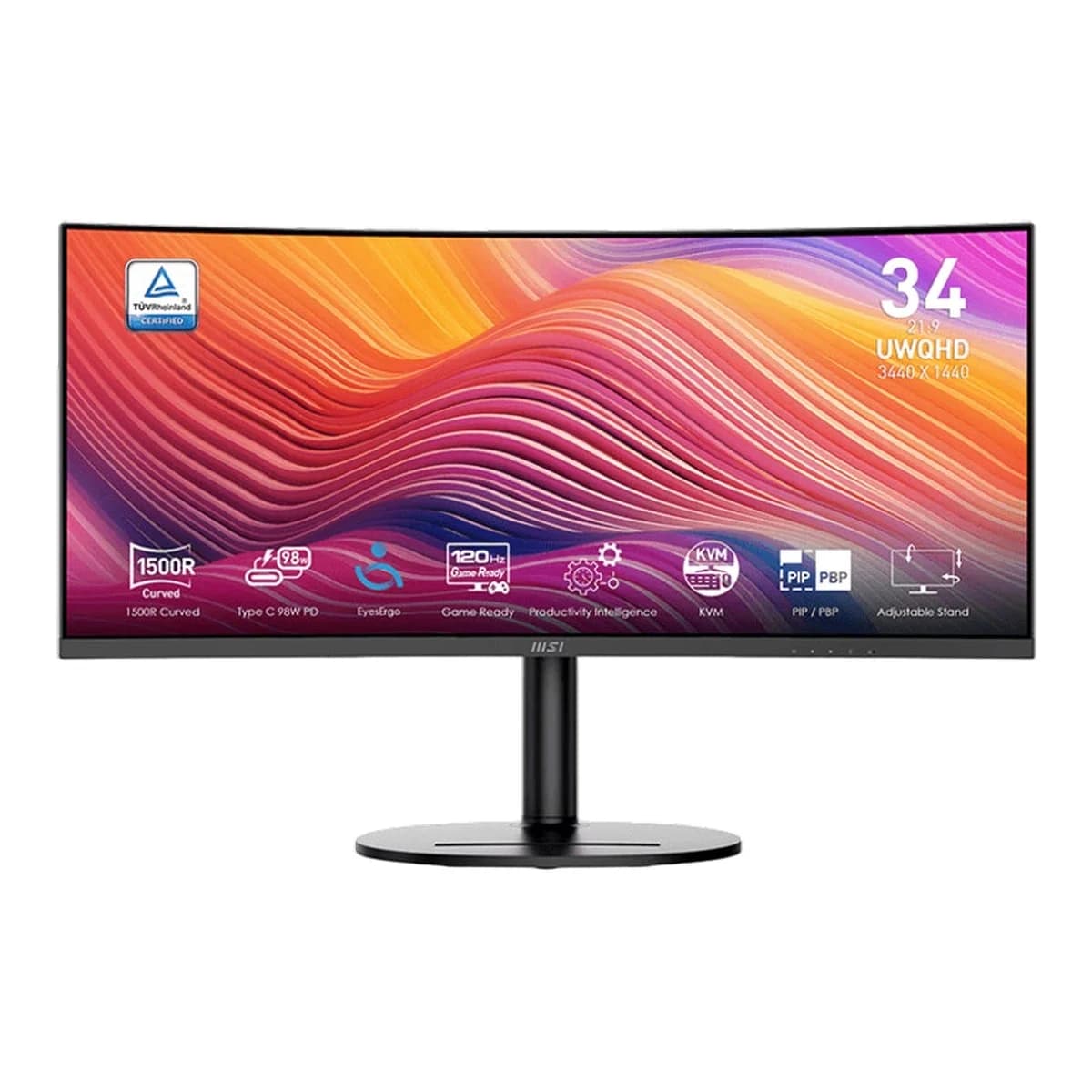 MSI Monitor Modern MP342CQP 34" UWQHD, VA Panel, 120Hz, Zakrivljeni, USB-C, Zvučnici, Ergonomski