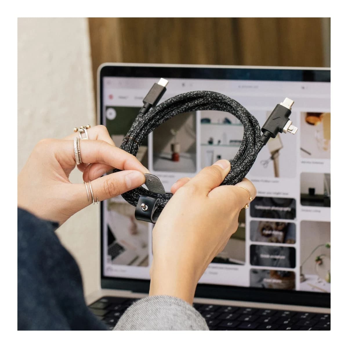 NATIVE UNION Kabel Belt Cable Duo Pro, USB-C na USB-C/Lightning, 240W, 2,4m, Cosmos