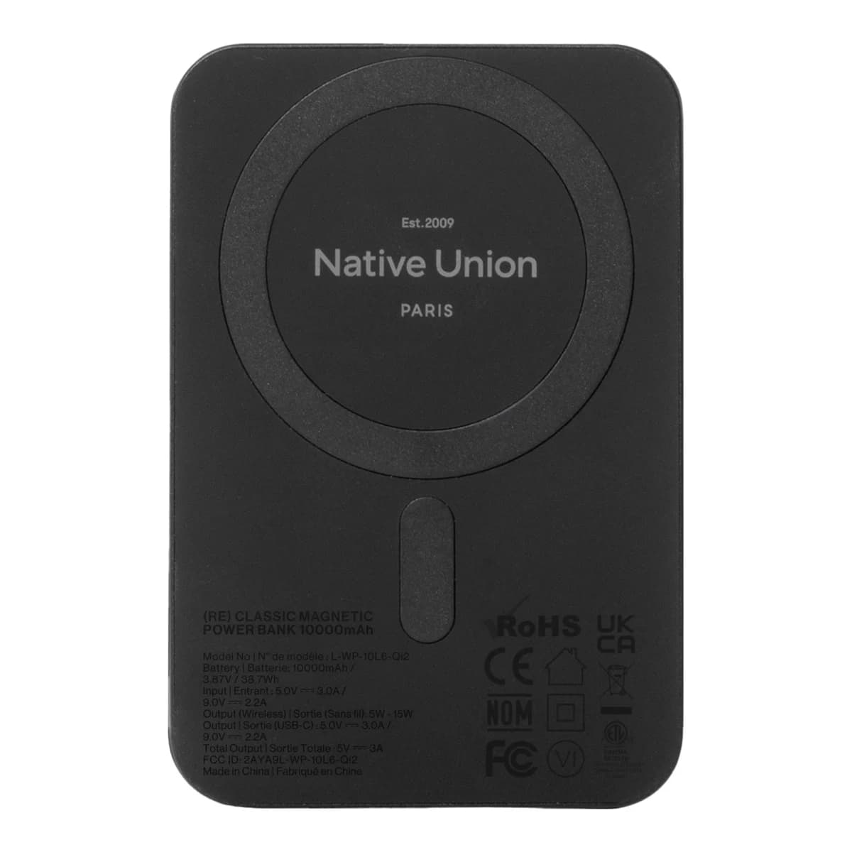 NATIVE UNION Power Bank (Re)Classic, 10000mAh, Black