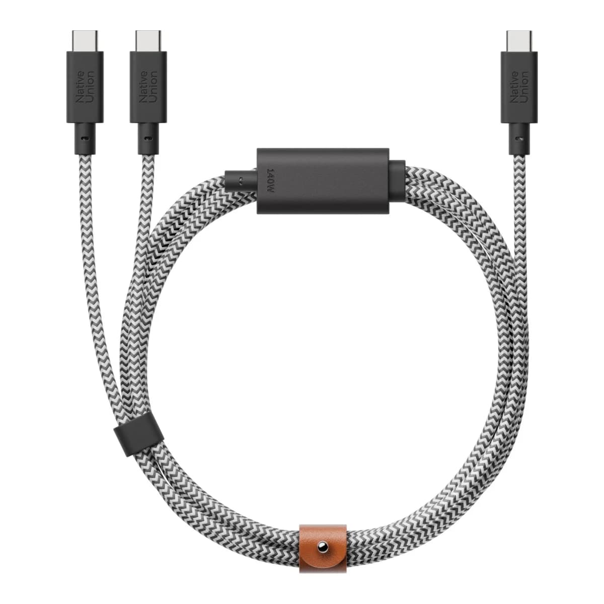 NATIVE UNION Kabl Belt Cable 2-in-1, USB-C na USB-C, 140W, Zebra