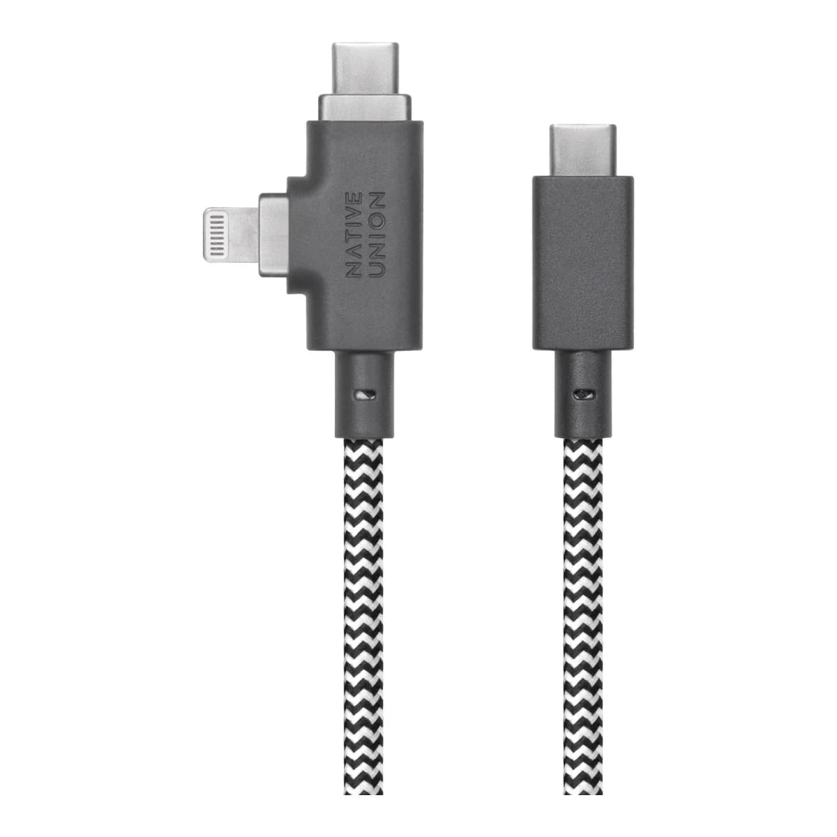 NATIVE UNION Kabel Belt Cable Duo Pro, USB-C na USB-C/Lightning, 240W, 2,4m, Zebra