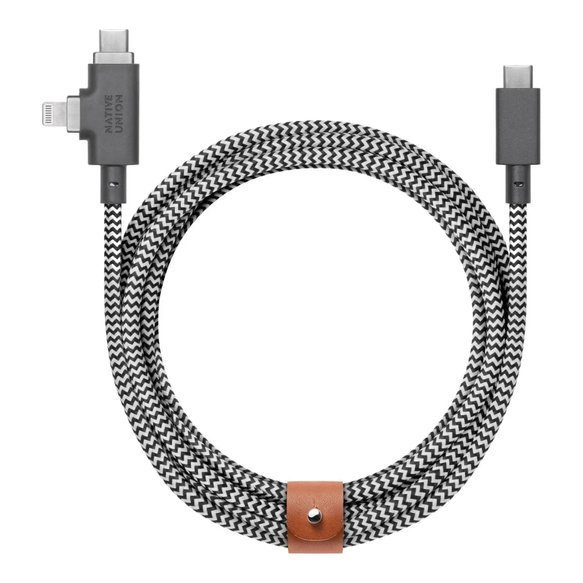 NATIVE UNION Kabel Belt Cable Duo Pro, USB-C na USB-C/Lightning, 240W, 2,4m, Zebra
