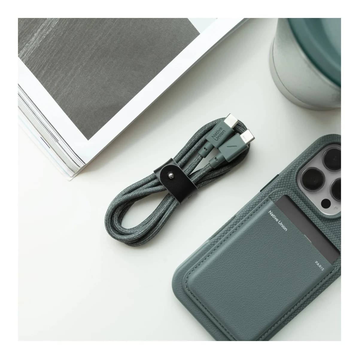NATIVE UNION Kabel Belt Cable, USB-C na USB-C, 1,2 m, Slate Green