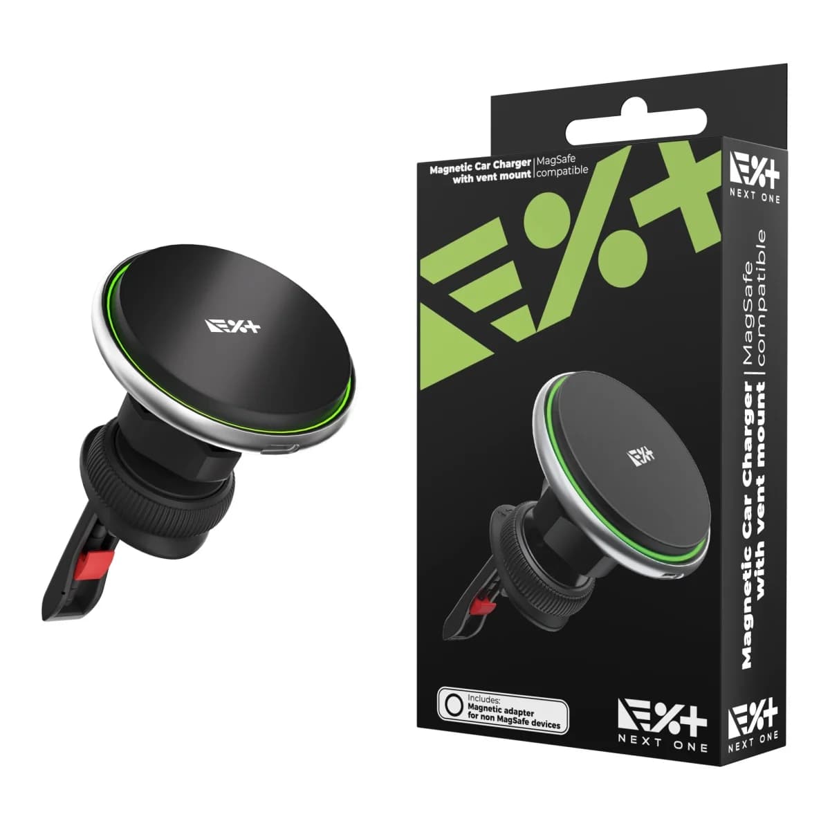 NEXTONE Auto Punjač Magnetic Car Charger, MagSafe Kompatibilan, Crni