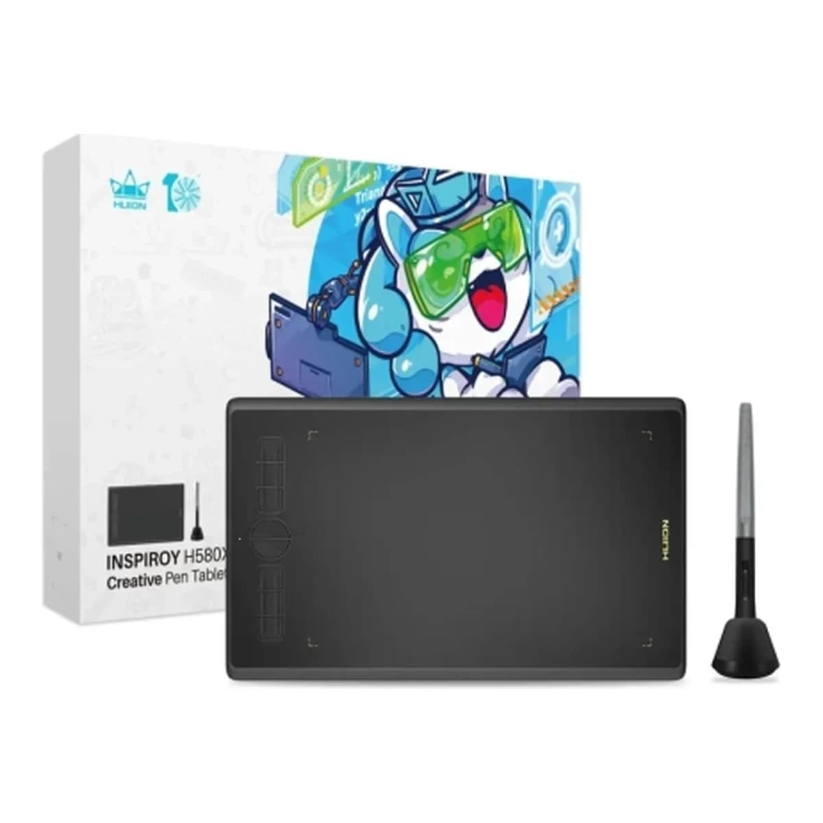 HUION Grafički Tablet Inspiroy H580X, 203.2 x 127 mm, 8192 Nivoa Pritisaka, 5080 LPI, ±60° Tilt, 8 Programabilnih Tastera