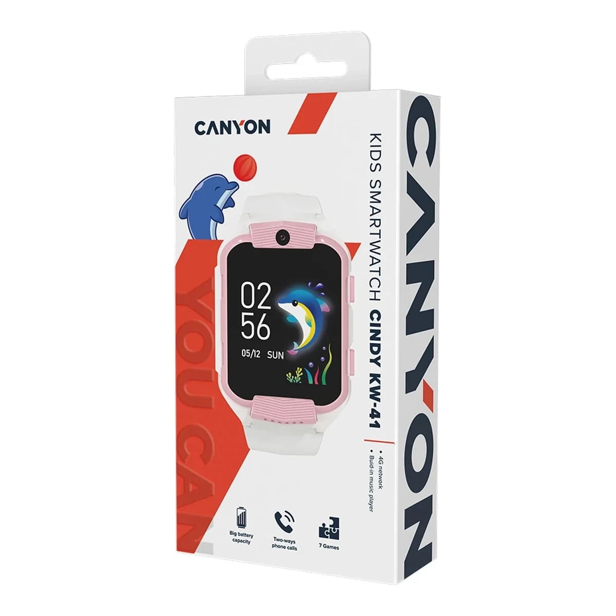 CANYON Pametni Sat Cindy KW-41 1.69" IPS, 4G LTE, Kamera, Muzika, White Pink
