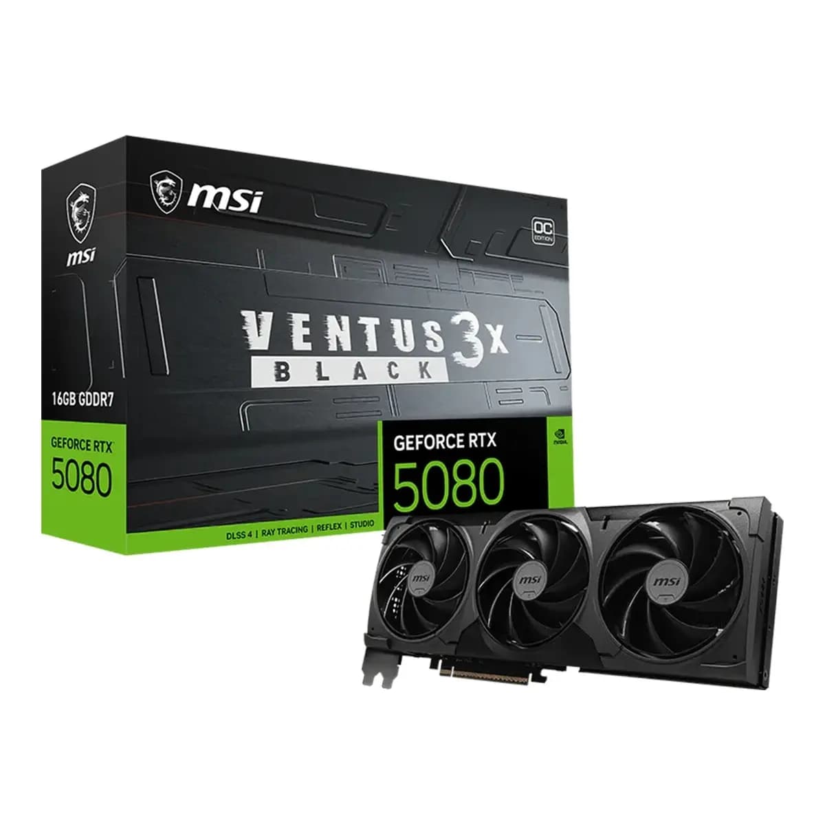 MSI Graficka GeForce RTX 5080 VENTUS 3X OC BLACK 16GB, GDDR7, HDMI/3xDP