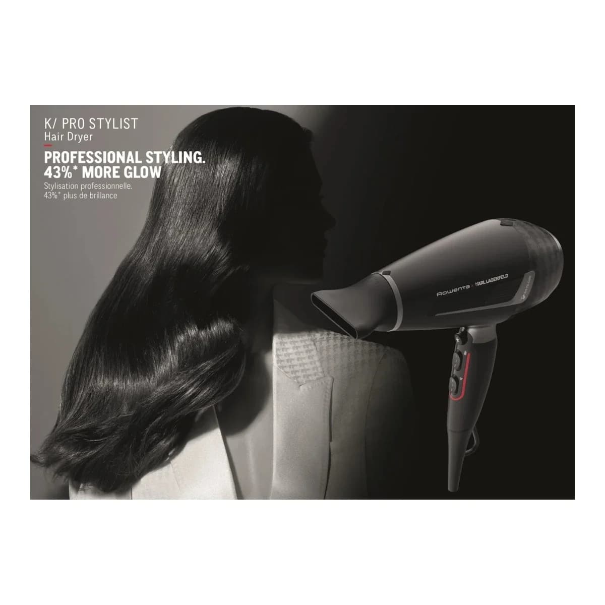 ROWENTA Fen CV888LF0, Karl Lagerfeld, 2200 W, AC motor, Crna, Garancija 24 mjeseca