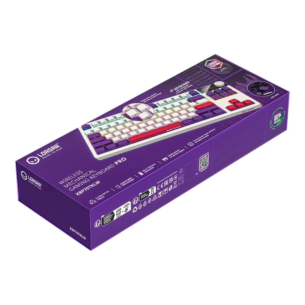 LORGAR Tastatura KBP70TKLW, Wireless, TKL, Mehanicka, Gaming, White, EN layout