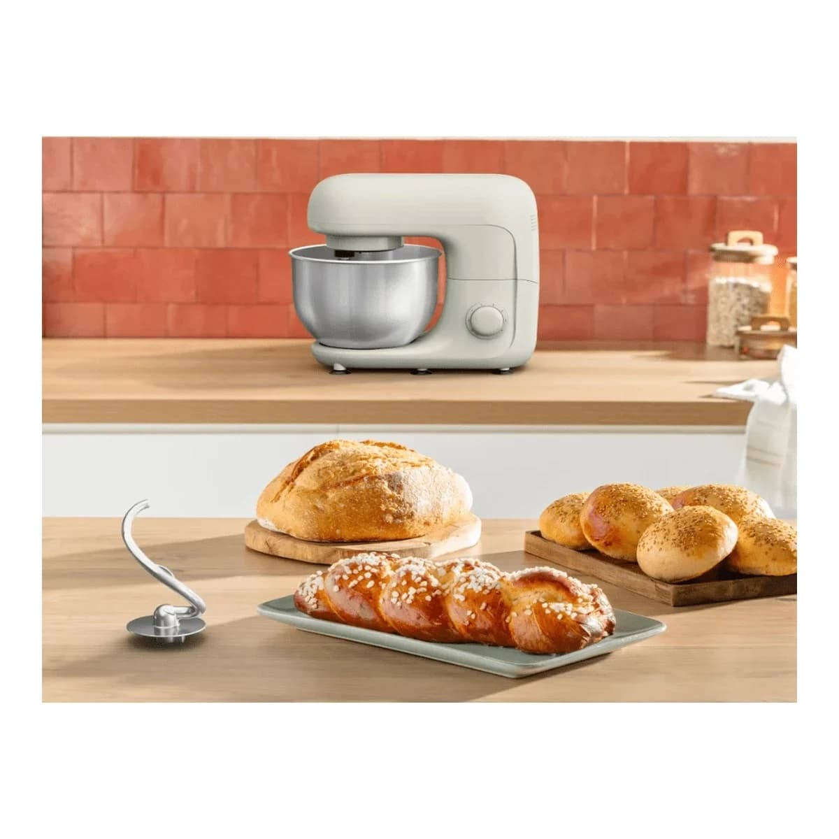 TEFAL Kuhinjski robot Bake Essential Rise, 800 W, posuda 4,8 L, nehrđajući čelik, mutilice, kuka za tijesto