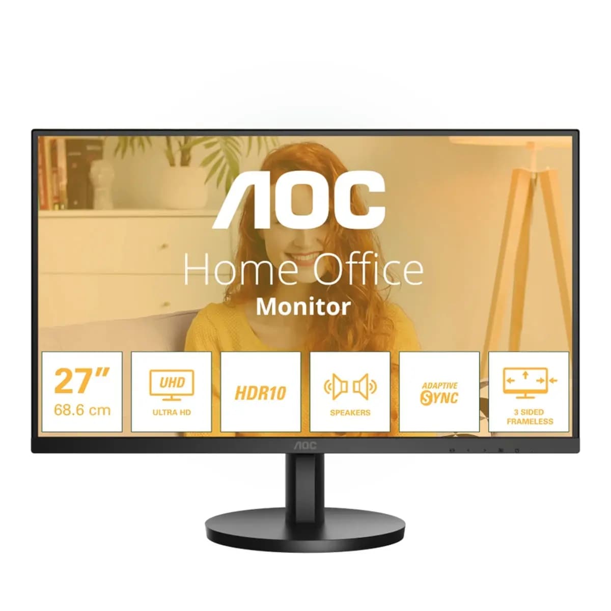 AOC Monitor U27B3A 27" 3840x2160 UHD, IPS Panel, 60Hz, 4ms, HDR10, Adaptive Sync, HDMI, DisplayPort, Zvučnici