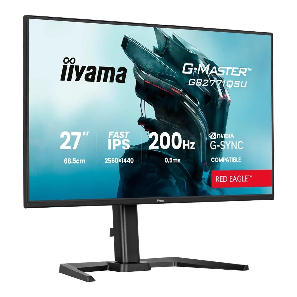 IIYAMA Monitor Gaming G-Master Red Eagle 27" QHD, Fast IPS Panel, 200Hz, G-SYNC Compatible, 0.5ms MPRT, 2x HDMI, DisplayPort, USB Hub, Zvučnici, Podesivo postolje