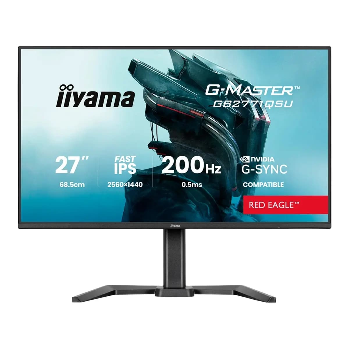 IIYAMA Monitor Gaming G-Master Red Eagle 27" QHD, Fast IPS Panel, 200Hz, G-SYNC Compatible, 0.5ms MPRT, 2x HDMI, DisplayPort, USB Hub, Zvučnici, Podesivo postolje