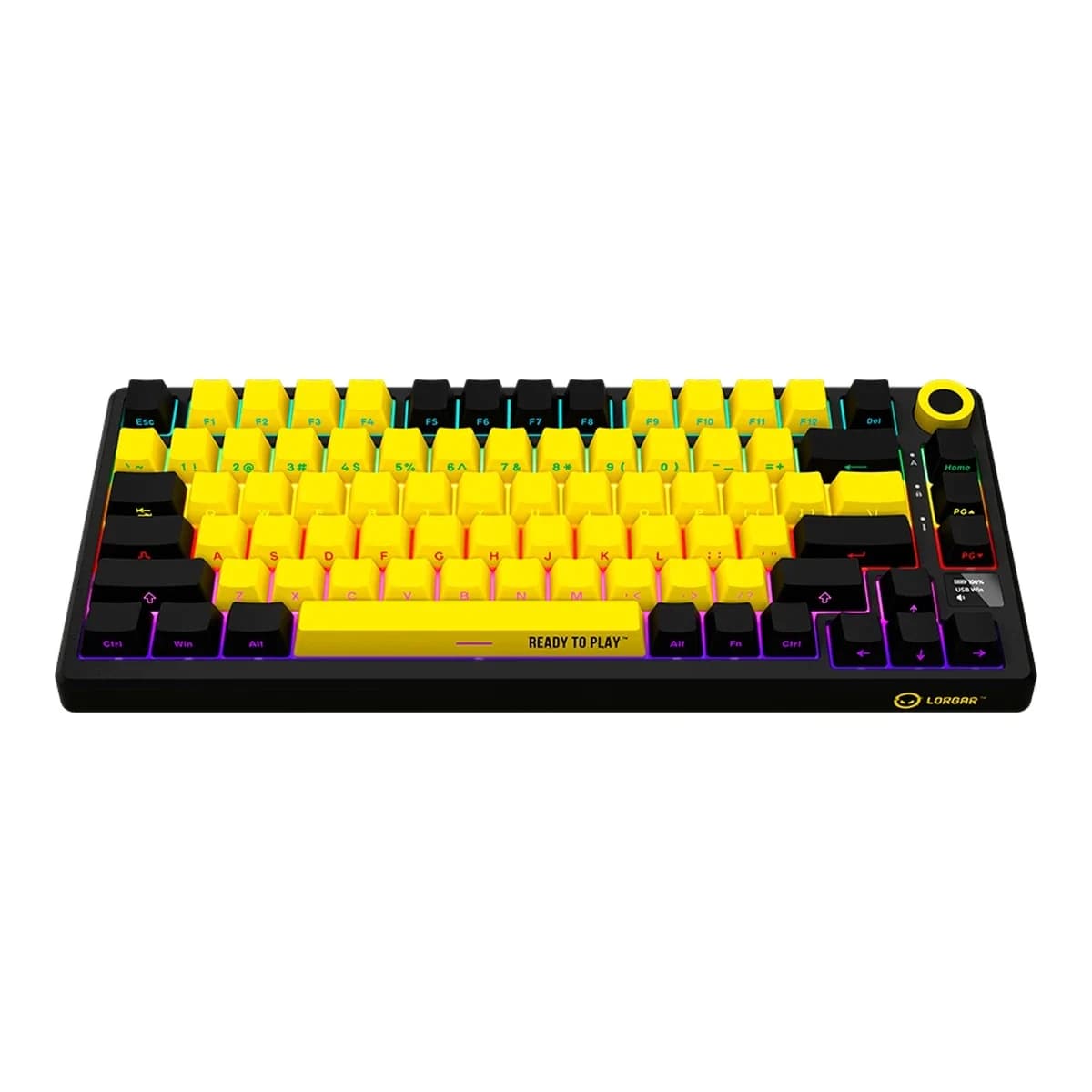 LORGAR Tastatura KBP7075W, Bežična, Mehanička, 75%, Black/Yellow, EN layout