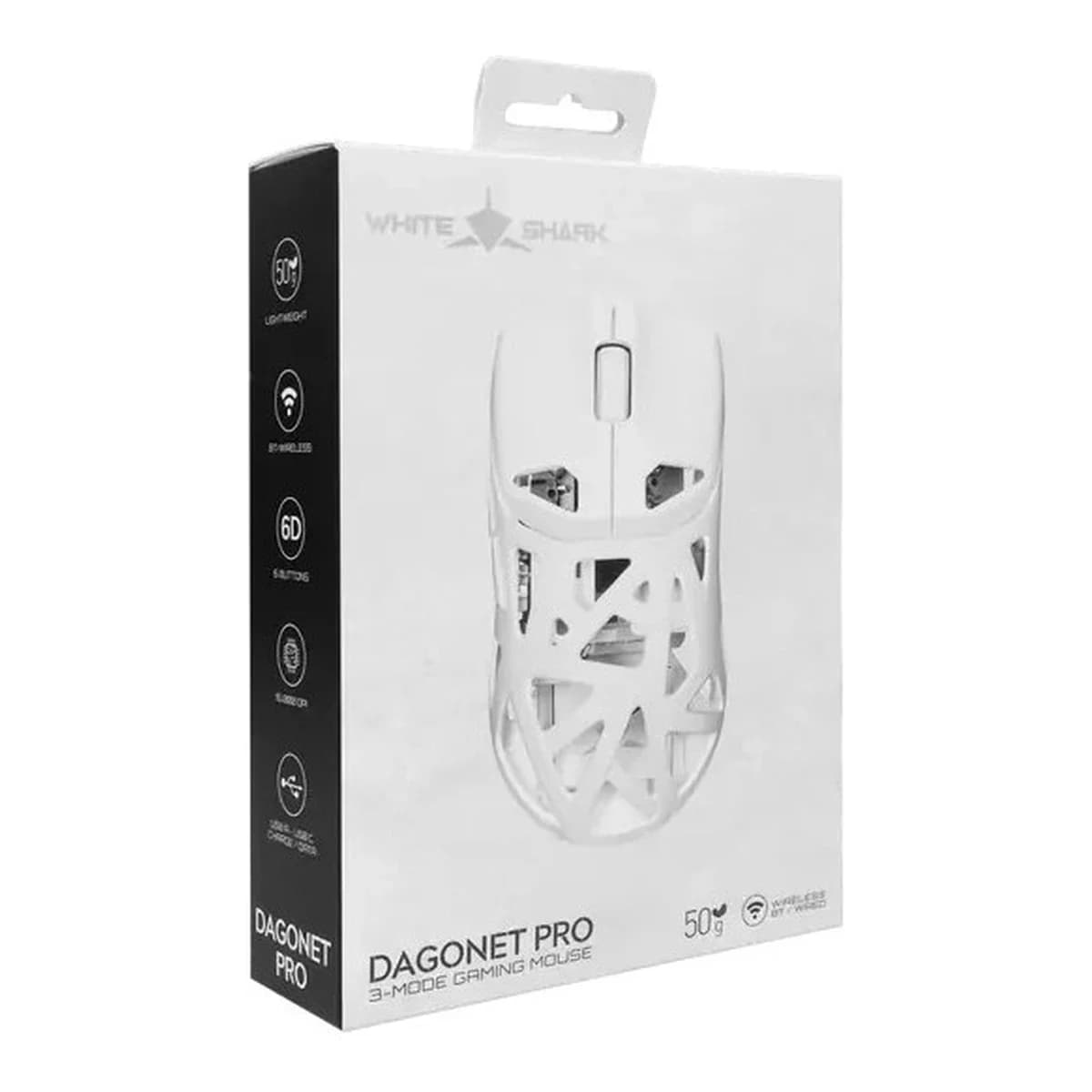 WHITE SHARK Miš Gaming DAGONET PRO, Wireless/Bluetooth/USB, 24000 DPI, 50g Ultralight