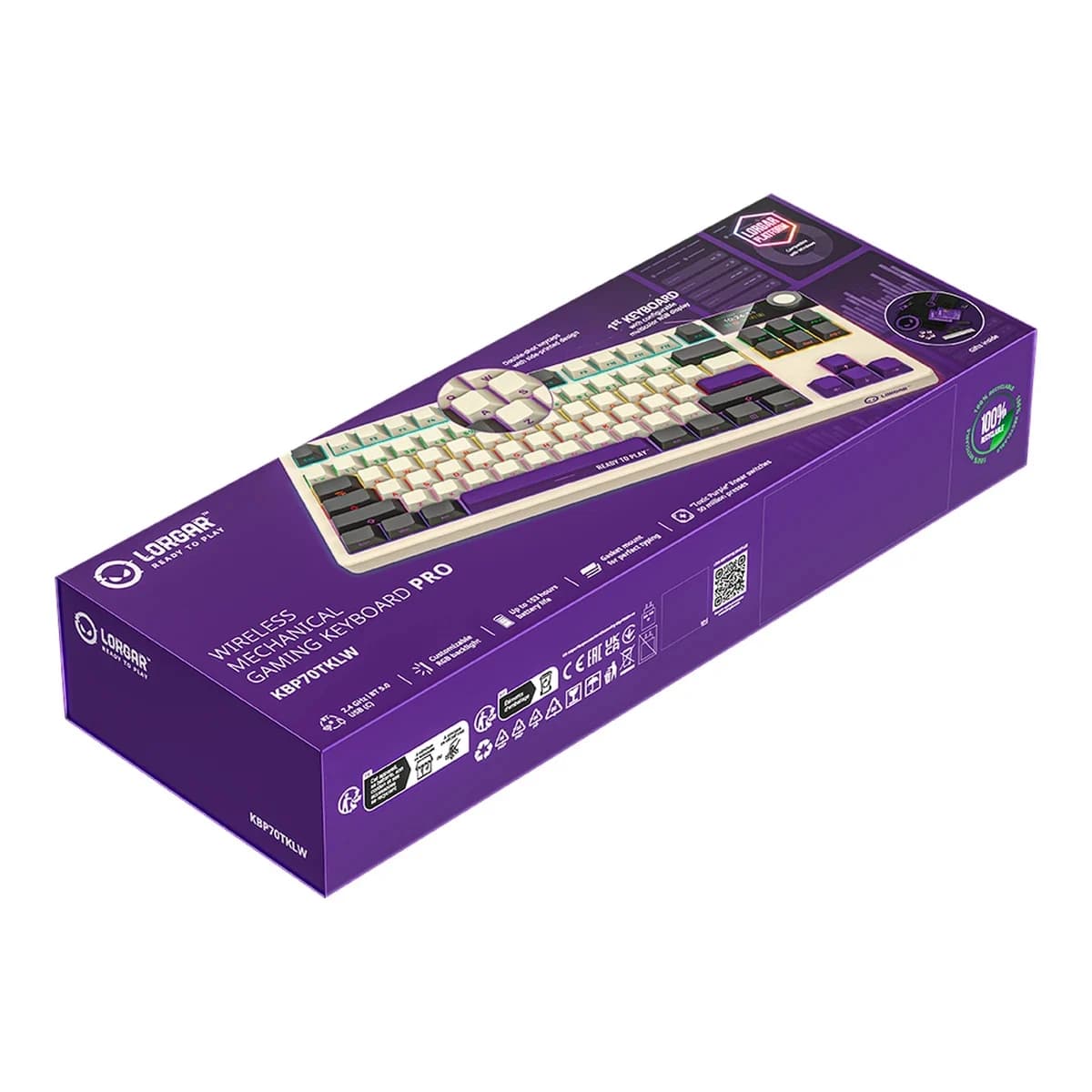 LORGAR Tastatura KBP70TKLW, Bezicna, TKL, Mehanicka, Gaming, Beige, EN Layout