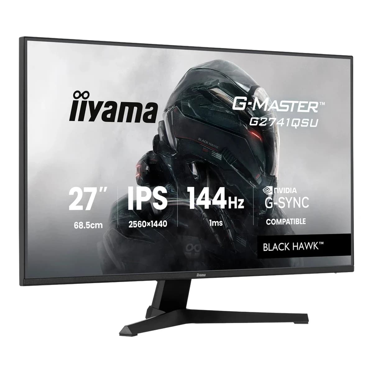 IIYAMA Monitor Gaming G-Master Black Hawk 27" QHD, IPS Panel, 144Hz, 1ms MPRT, G-SYNC Compatible, Adaptive Sync, HDMI, DisplayPort, USB 2x 2.0, Zvučnici, Black Tuner