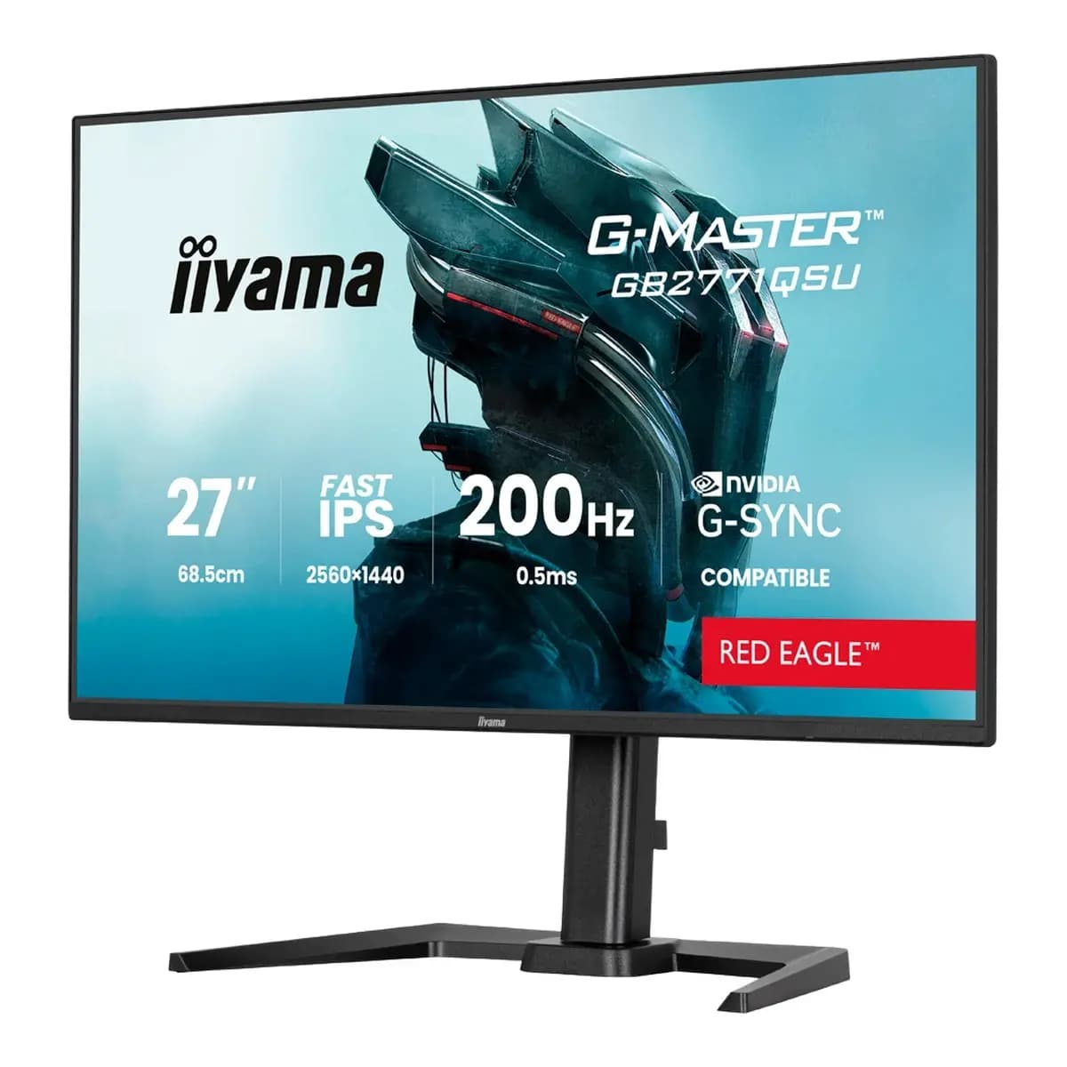 IIYAMA Monitor Gaming G-Master Red Eagle 27" QHD, Fast IPS Panel, 200Hz, G-SYNC Compatible, 0.5ms MPRT, 2x HDMI, DisplayPort, USB Hub, Zvučnici, Podesivo postolje
