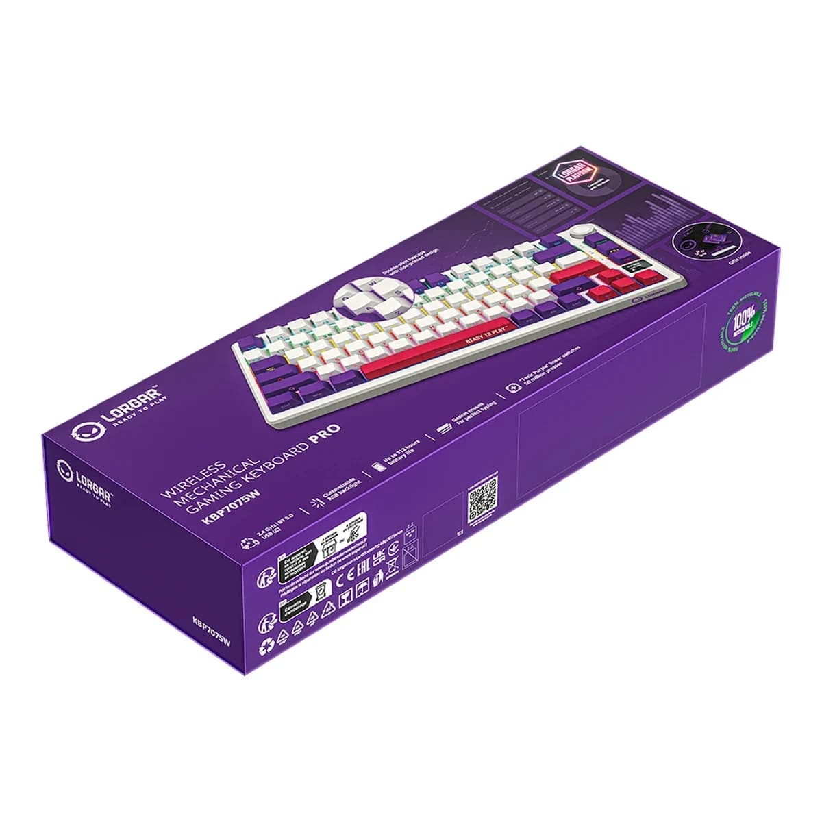 LORGAR Tastatura KBP7075W, Wireless, 75%, Mehanicka, Gaming, White, EN layout