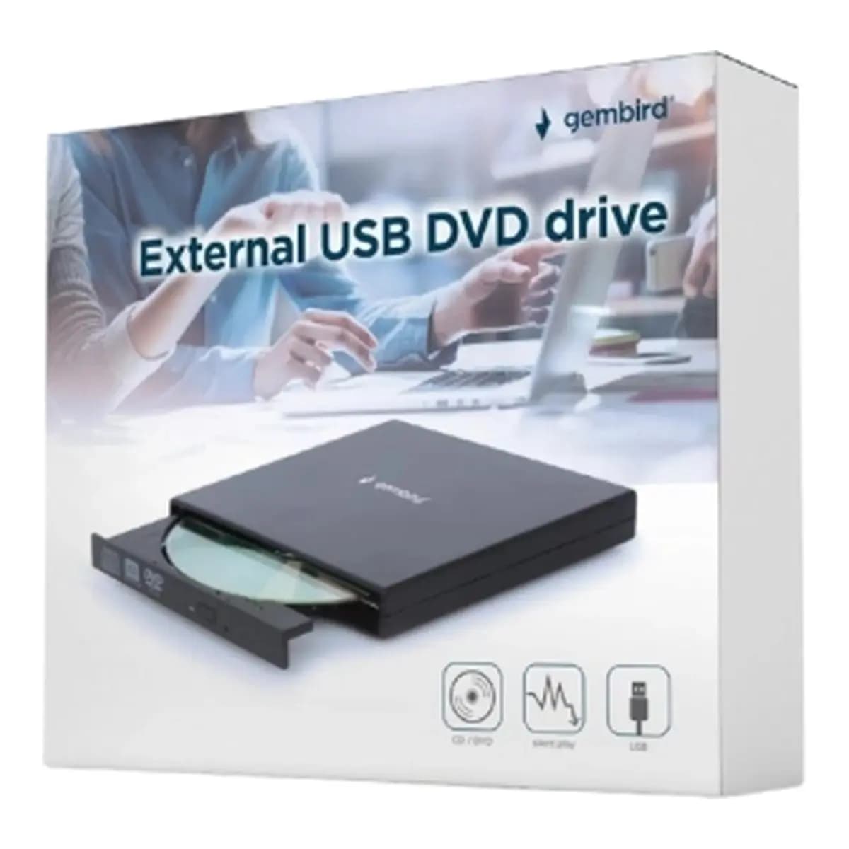 GEMBIRD Eksterni DVD-RW uređaj Slim External Black, USB 2.0, DVD±RW, 6x pisanje DVD+R
