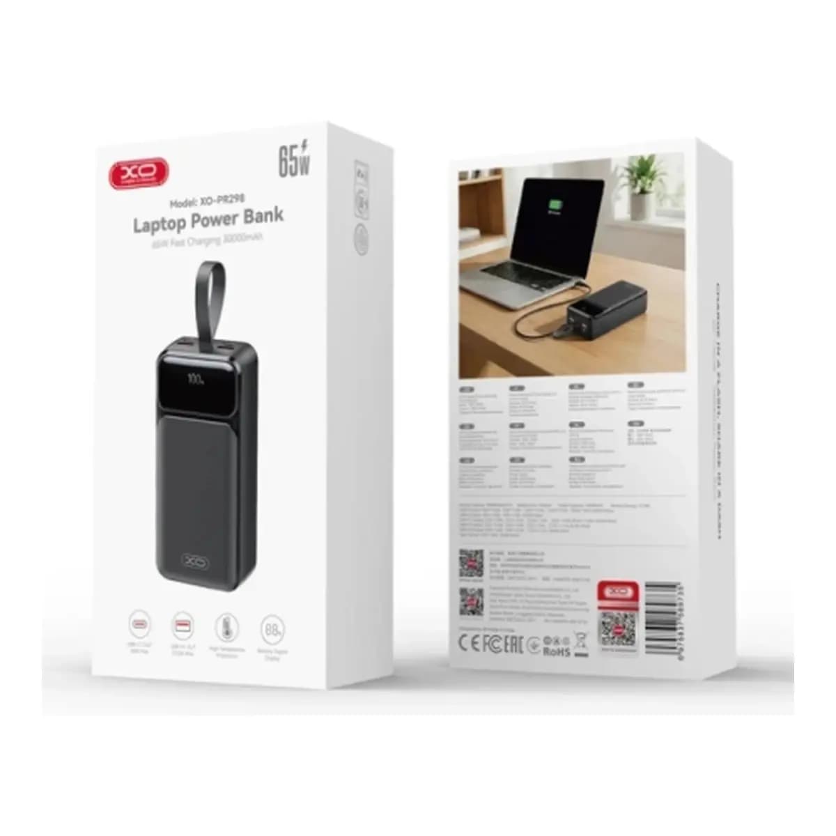 XO Power Bank PR298, 30000mAh, 65W, QC 3.0, Power Delivery