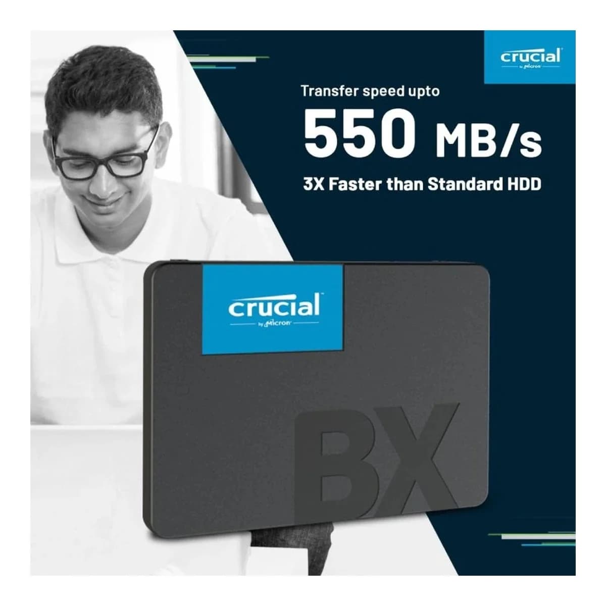 Crucial SSD 500GB BX500 2.5"SATA3,550 MB/s Read, 500 MB/s Write