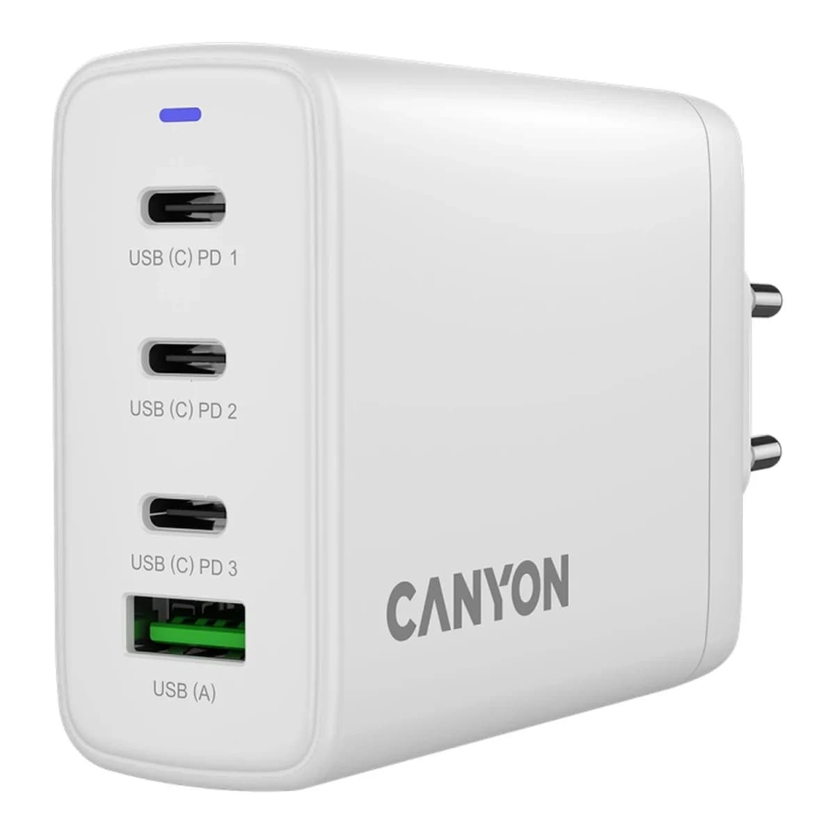CANYON Punjač OnCharge 120 GAN, 120W, 3x USB-C + 1x USB-A, EU utikač, Bijeli