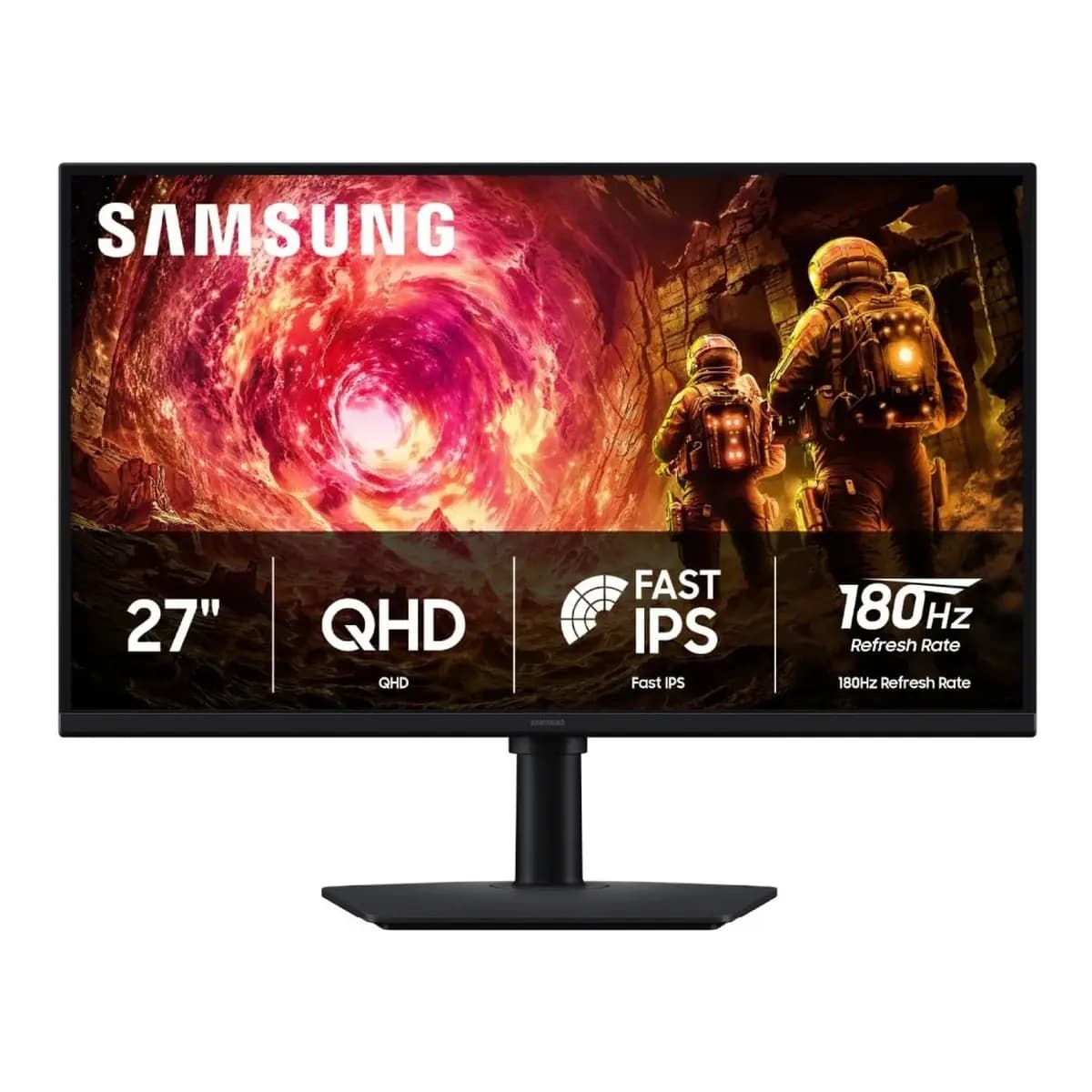 SAMSUNG Monitor Gaming Odyssey G50F 27" QHD, Fast IPS Panel, 180Hz, 1ms, G-Sync, AMD FreeSync, HDMI, DP, HAS, Tilt, Swivel, Pivot