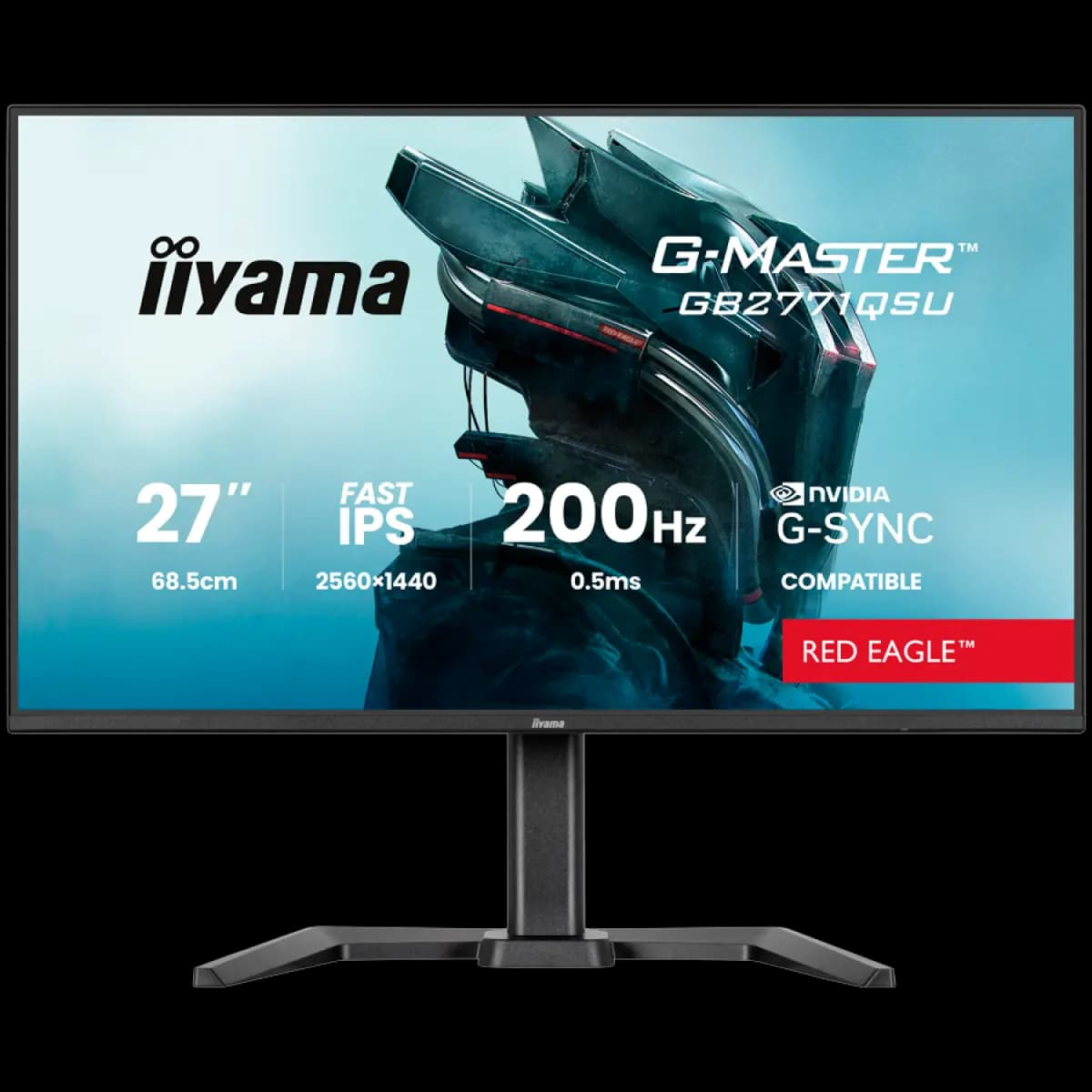 IIYAMA Monitor Gaming G-Master Red Eagle 27" QHD, Fast IPS Panel, 200Hz, G-SYNC Compatible, 0.5ms MPRT, 2x HDMI, DisplayPort, USB Hub, Zvučnici, Podesivo postolje