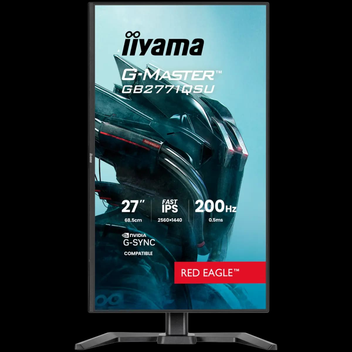 IIYAMA Monitor Gaming G-Master Red Eagle 27" QHD, Fast IPS Panel, 200Hz, G-SYNC Compatible, 0.5ms MPRT, 2x HDMI, DisplayPort, USB Hub, Zvučnici, Podesivo postolje
