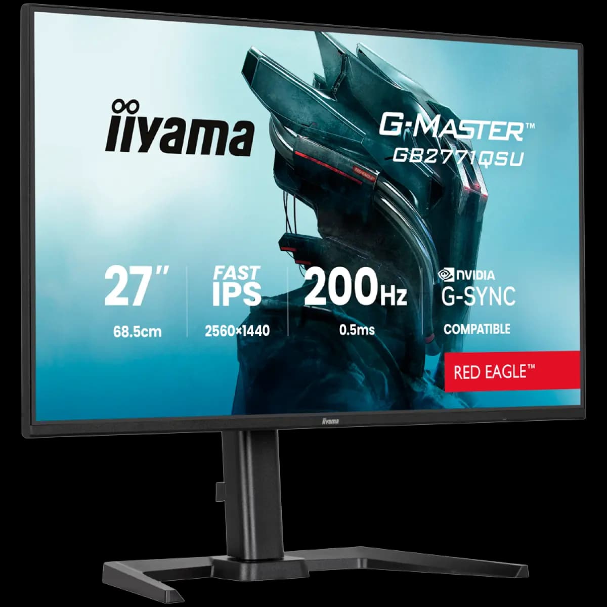 IIYAMA Monitor Gaming G-Master Red Eagle 27" QHD, Fast IPS Panel, 200Hz, G-SYNC Compatible, 0.5ms MPRT, 2x HDMI, DisplayPort, USB Hub, Zvučnici, Podesivo postolje