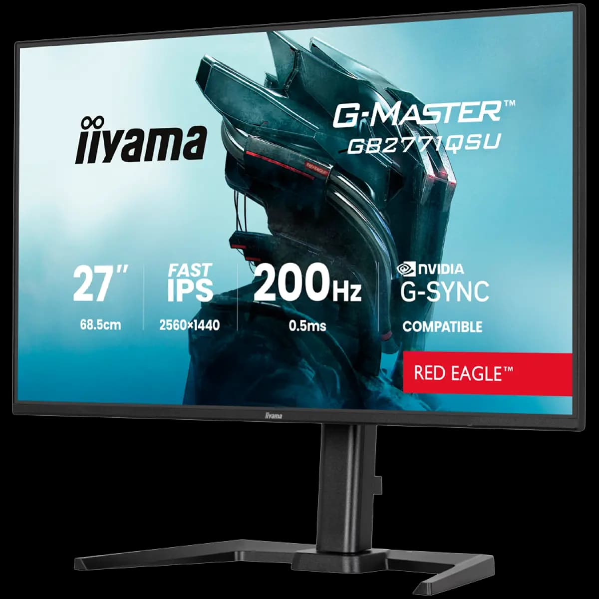 IIYAMA Monitor Gaming G-Master Red Eagle 27" QHD, Fast IPS Panel, 200Hz, G-SYNC Compatible, 0.5ms MPRT, 2x HDMI, DisplayPort, USB Hub, Zvučnici, Podesivo postolje