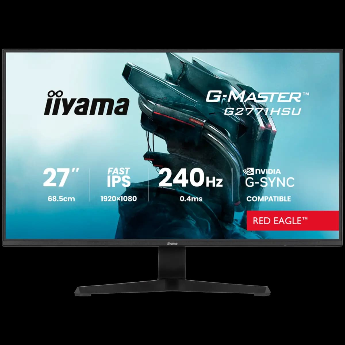 IIYAMA Monitor Gaming G-Master Red Eagle 27" Full HD, Fast IPS Panel, 240Hz, 0.4ms MPRT, G-SYNC Compatible, 2x HDMI, DisplayPort, Zvučnici, USB Hub