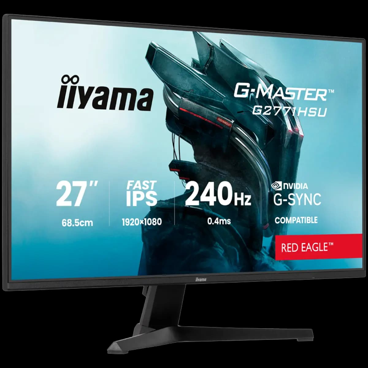 IIYAMA Monitor Gaming G-Master Red Eagle 27" Full HD, Fast IPS Panel, 240Hz, 0.4ms MPRT, G-SYNC Compatible, 2x HDMI, DisplayPort, Zvučnici, USB Hub