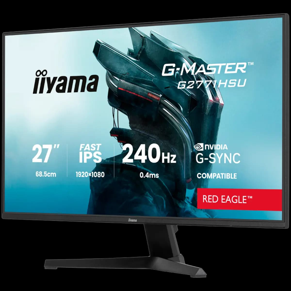 IIYAMA Monitor Gaming G-Master Red Eagle 27" Full HD, Fast IPS Panel, 240Hz, 0.4ms MPRT, G-SYNC Compatible, 2x HDMI, DisplayPort, Zvučnici, USB Hub