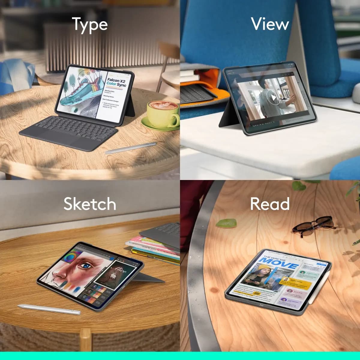 Logitech Combo Touch iPad Pro 11-inch (M4)-EMEA28-935 - Graphite - US