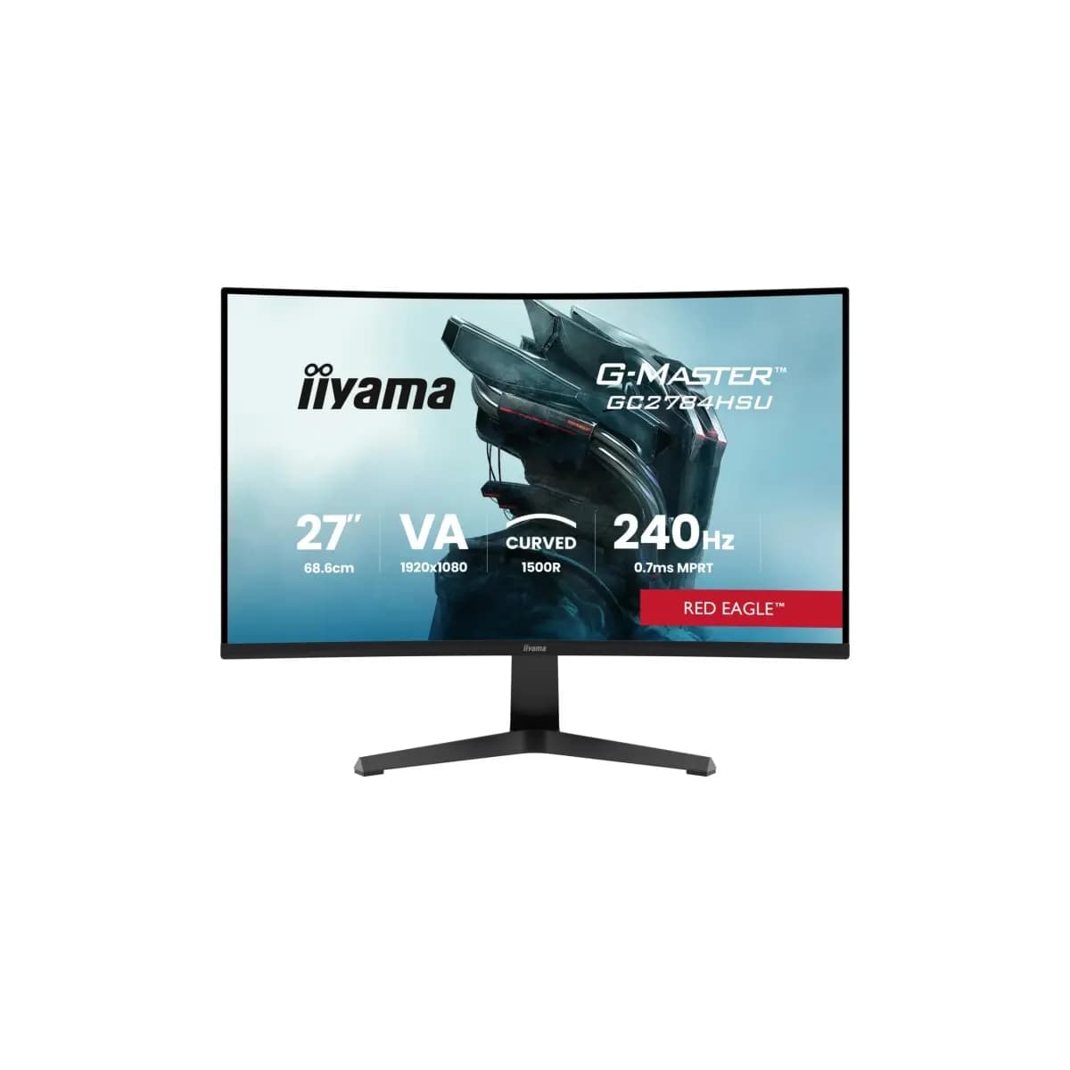 IIYAMA Monitor Gaming G-MASTER Red Eagle GC2784HSU-B1 27" Full HD, VA Panel, 240Hz, 0.7ms, Zakrivljeni 1500R, HDR10, FreeSync Premium, HDMI 2.1, DP 1.4, USB, Zvučnici