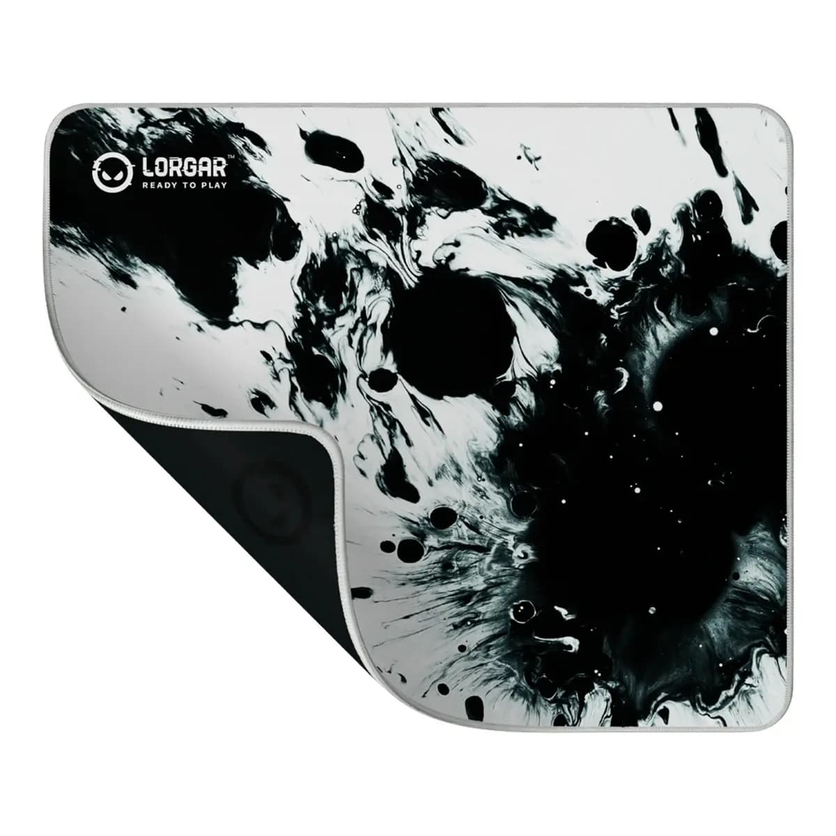 LORGAR Podloga za miš Full Print White and Black Design, gumena donja strana, reljefni logo, dvostruko šivani rubovi
