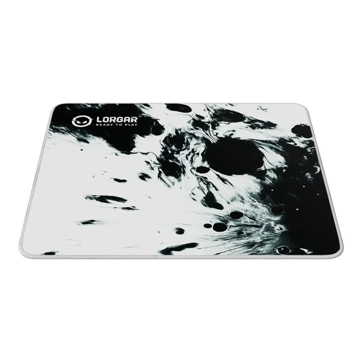 LORGAR Podloga za miš Full Print White and Black, gumena donja strana, utisnuti logo, dvostruki šavovi na rubovima