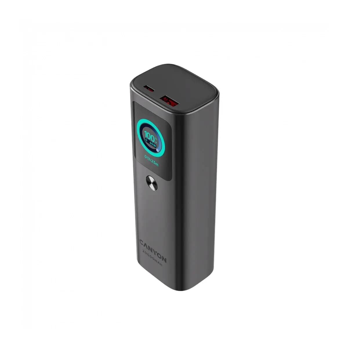 CANYON Power Bank OnPower 265, 20000mAh, 165W, ugrađeni kabl, aluminijumsko kućište, tamnosiva񎟿
