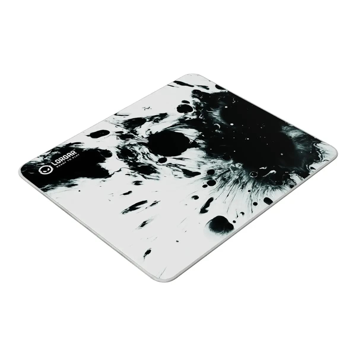 LORGAR Podloga za miš Full Print White and Black Design, gumena donja strana, reljefni logo, dvostruko šivani rubovi