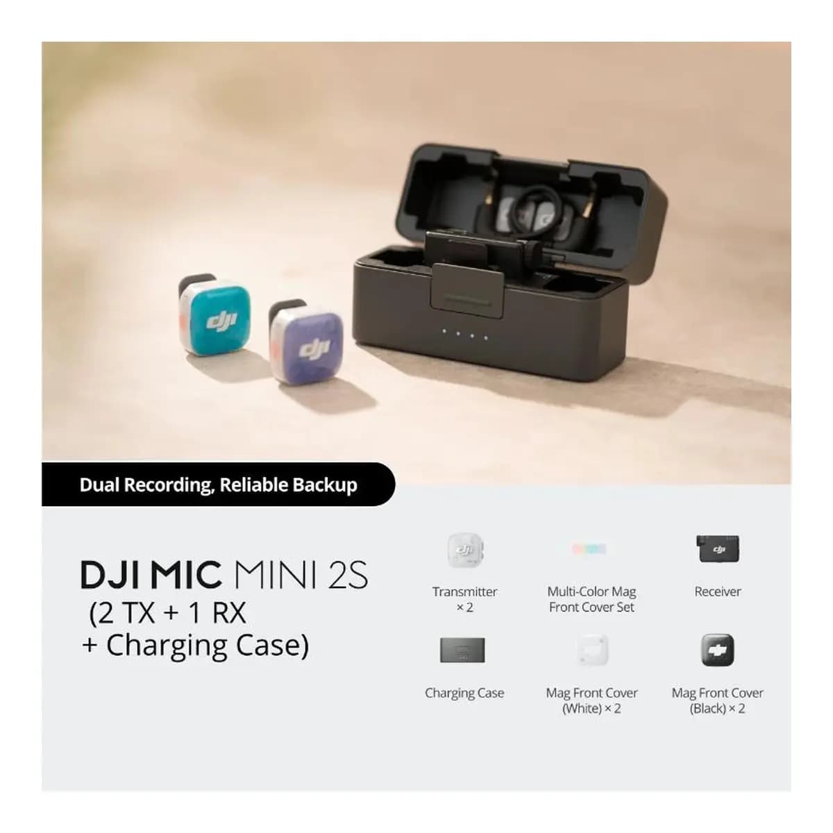 DJI Slušalice Mic Mini 2S Wireless, 2 TX + 1 RX, Mikrofon, Charging Case
