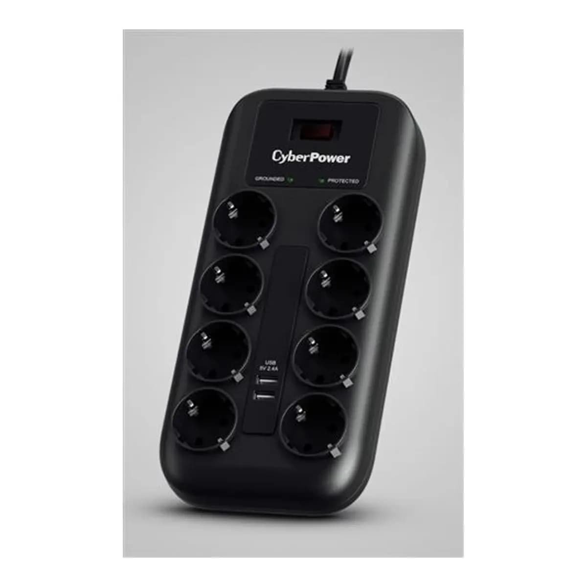 CyberPower prenaponska zaštita, P0820SUF0-DE, 8x šuko, 2x USB charger