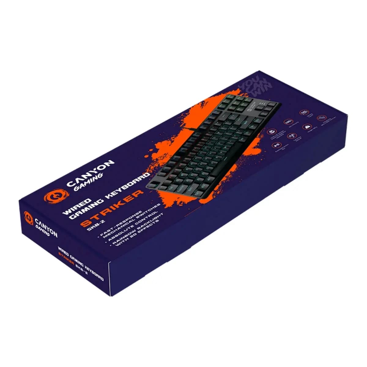 CANYON Tastatura Striker SKB-2, TKL, Rainbow, US, žičana, crna
