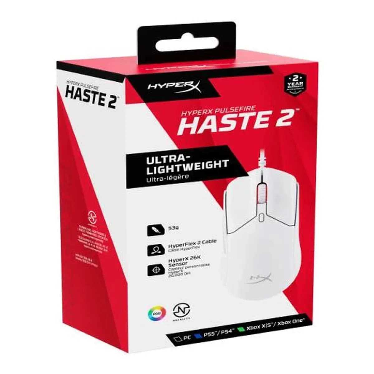 HyperX Pulsefire Haste 2 WGaming Mouse (White)