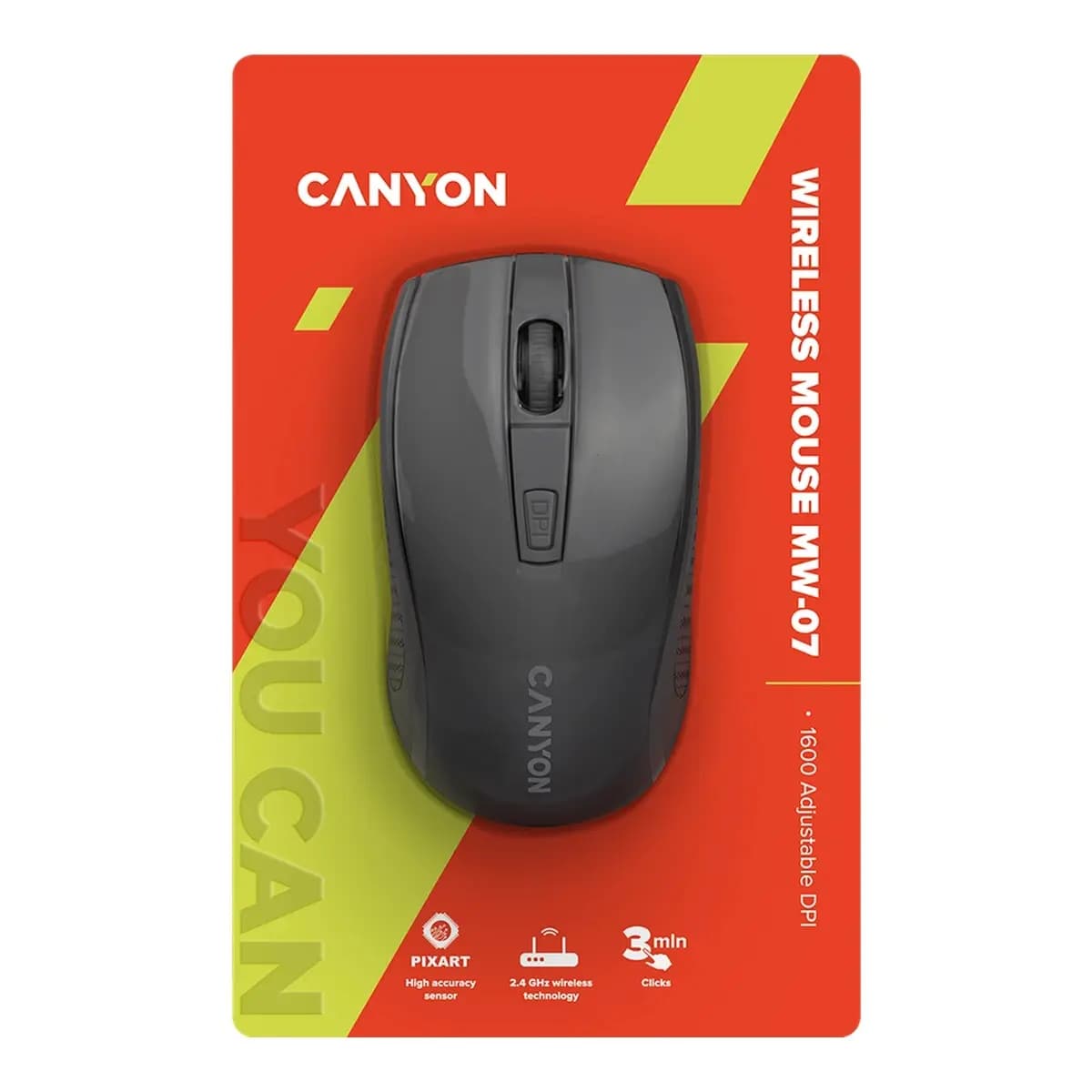 CANYON Miš Bežični MW-7, 2.4GHz, 800/1200/1600 DPI, 6 tipki