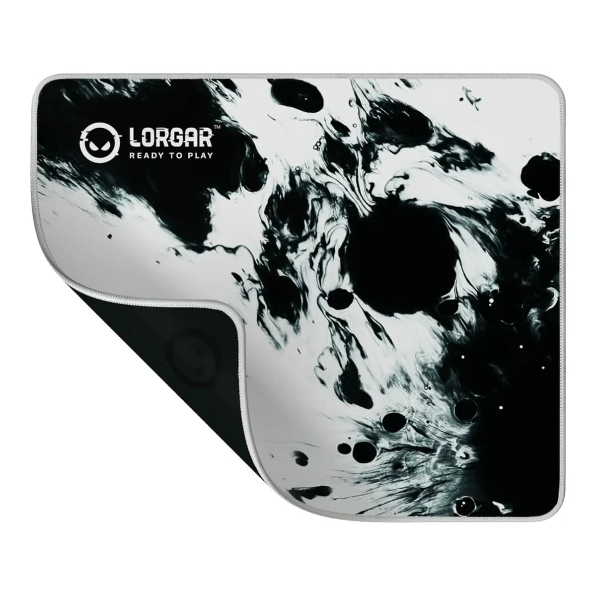 LORGAR Podloga za miš Full Print White and Black, gumena donja strana, utisnuti logo, dvostruki šavovi na rubovima