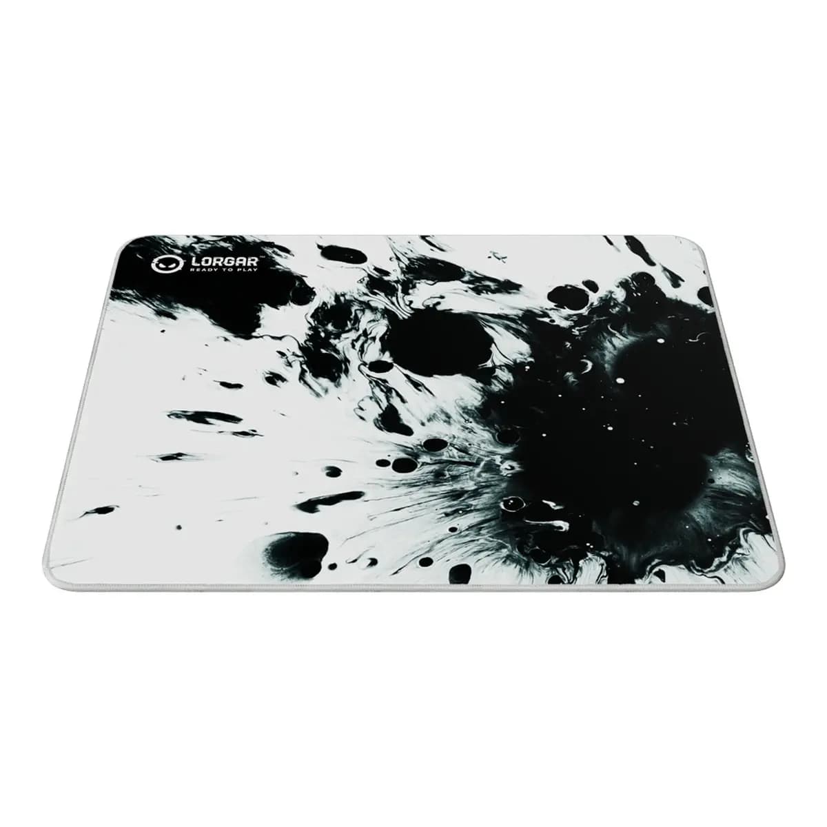 LORGAR Podloga za miš Full Print White and Black Design, gumena donja strana, reljefni logo, dvostruko šivani rubovi
