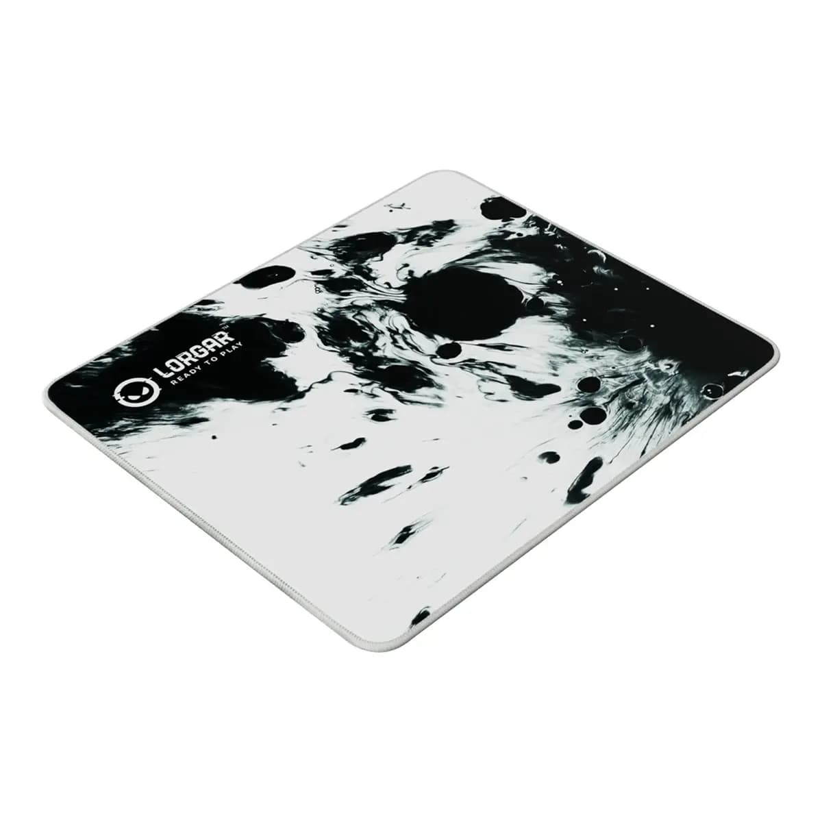 LORGAR Podloga za miš Full Print White and Black, gumena donja strana, utisnuti logo, dvostruki šavovi na rubovima
