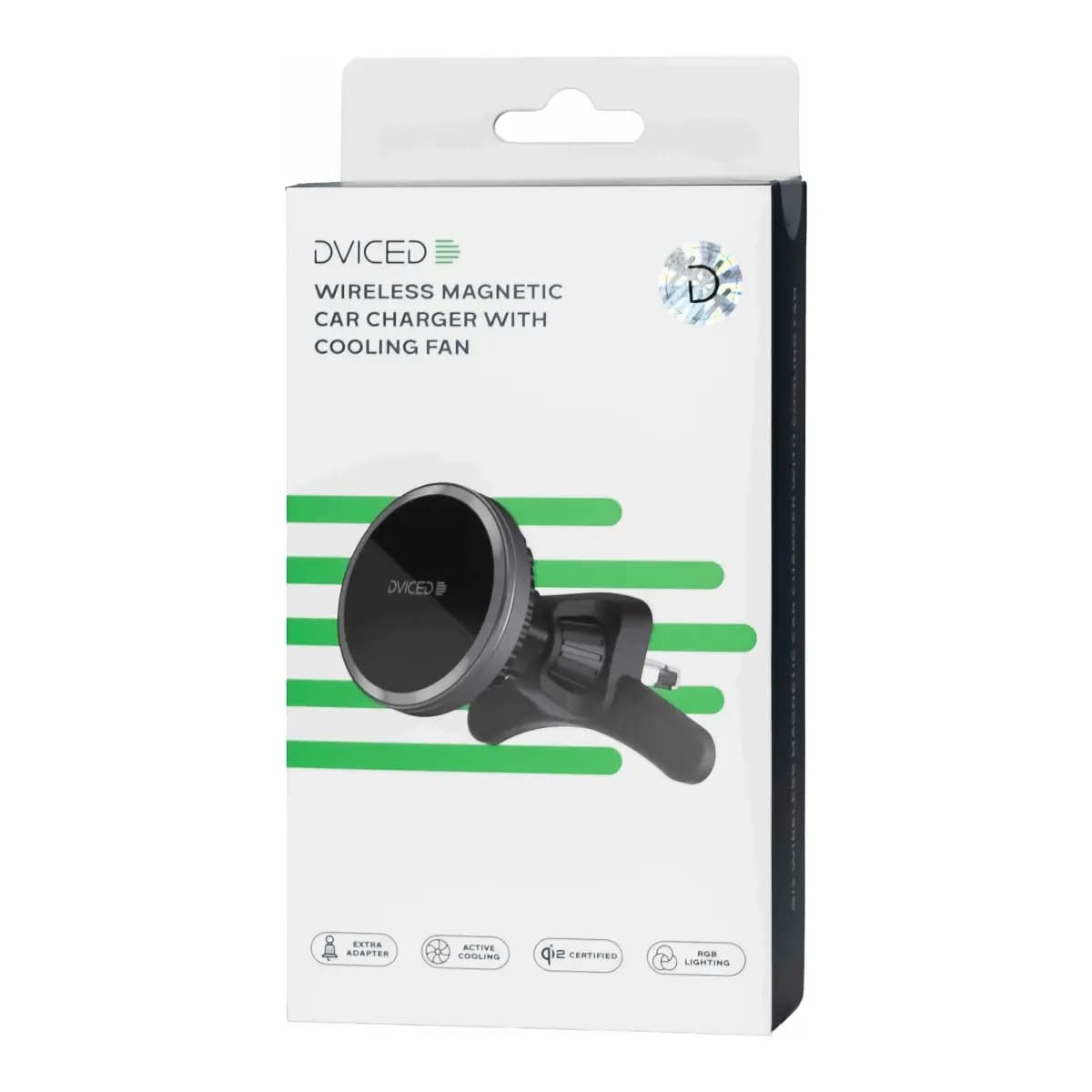 DVICED Auto punjač Magnetic Qi2 Wireless Car Charger, Qi2, bežično punjenje, ventilator za hlađenje, crni